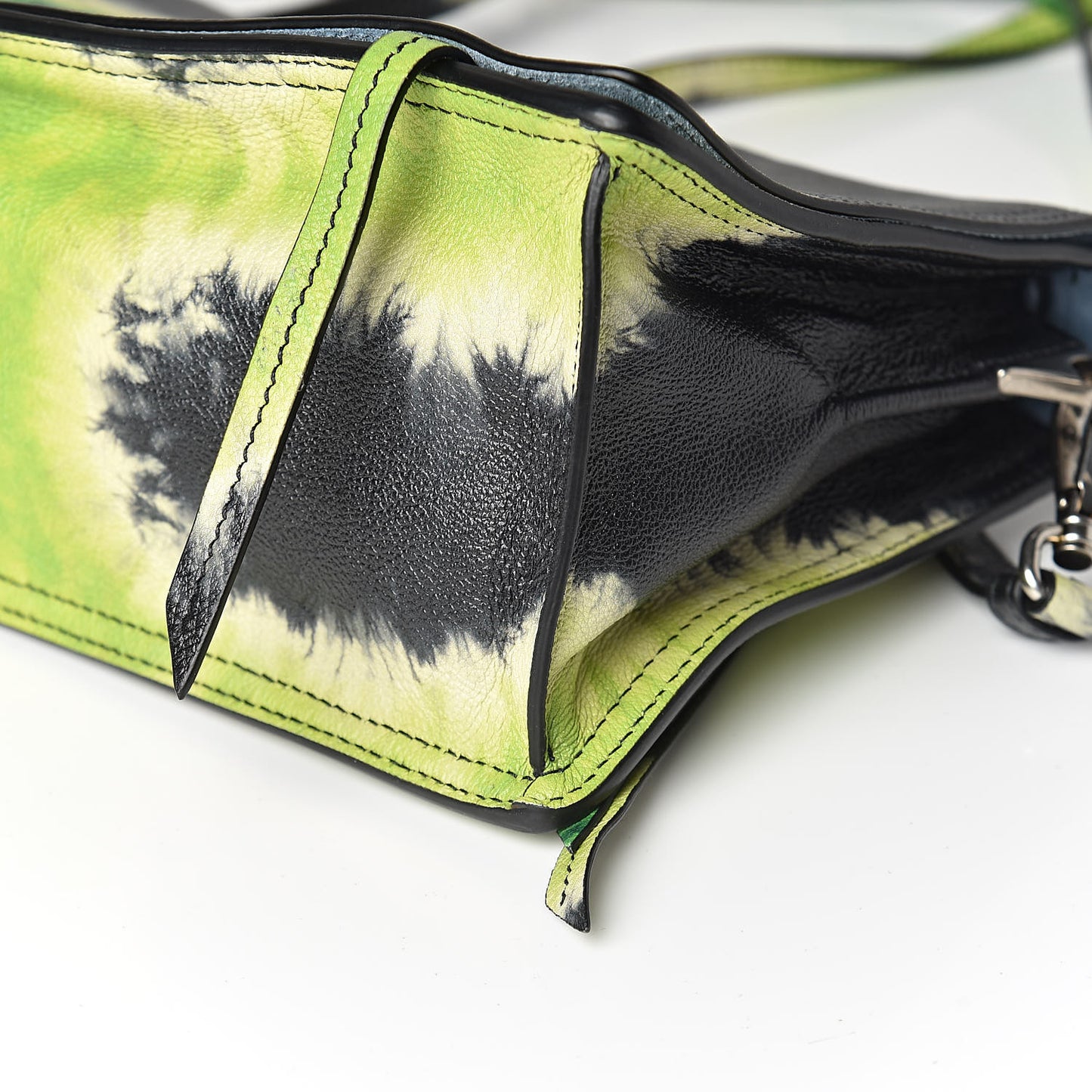 Glace Calf Tie-Dye Print Etiquette Flap Black Lime