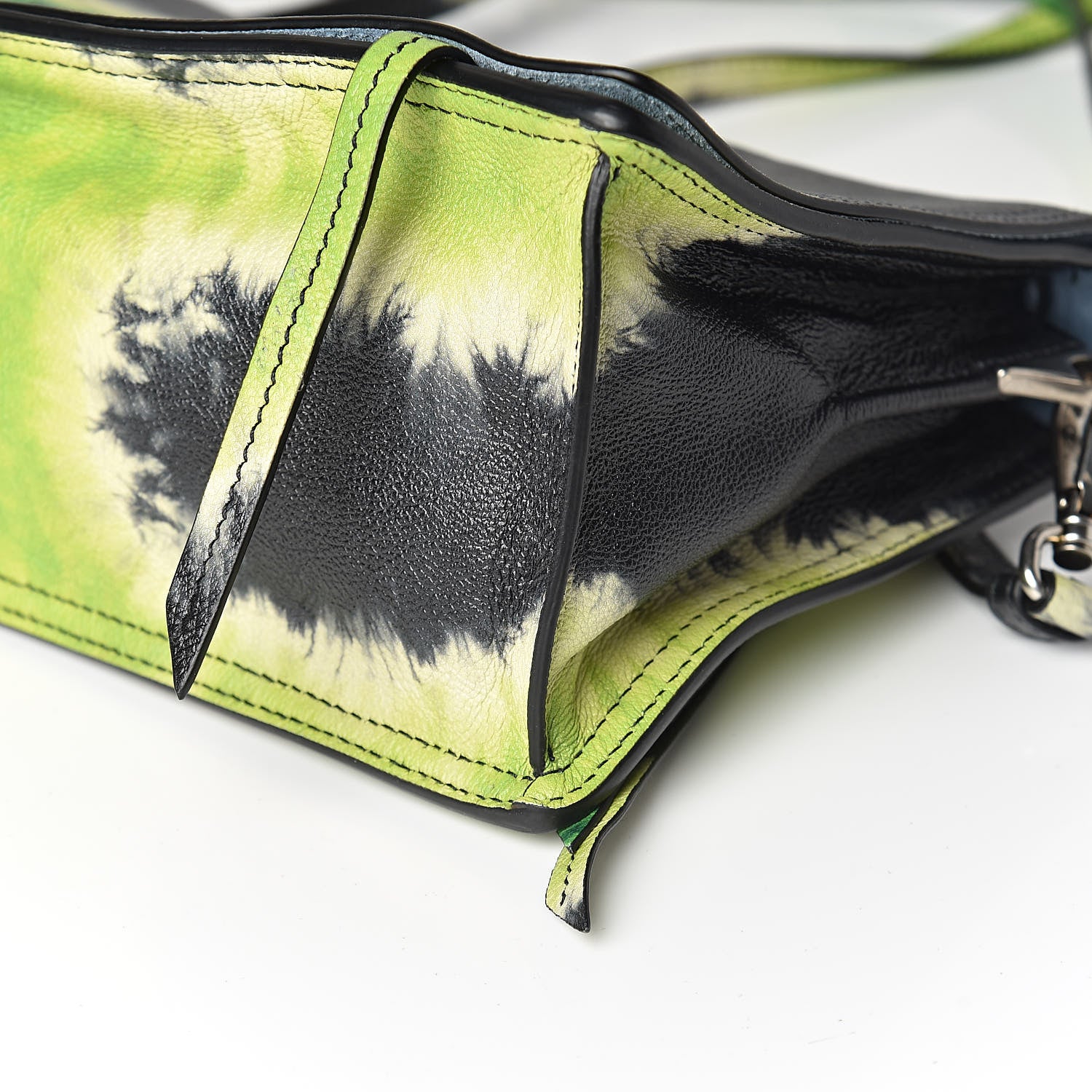 Prada Glace Calf Tie-Dye Print Etiquette Flap Black Lime 10 of 10