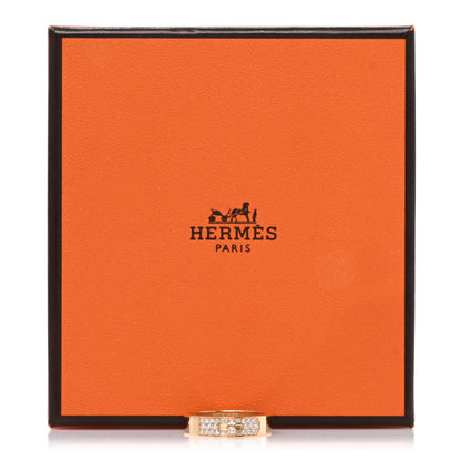 Hermes 18K Yellow Gold Diamond Pave Kelly Ring 54 7 5 of 5