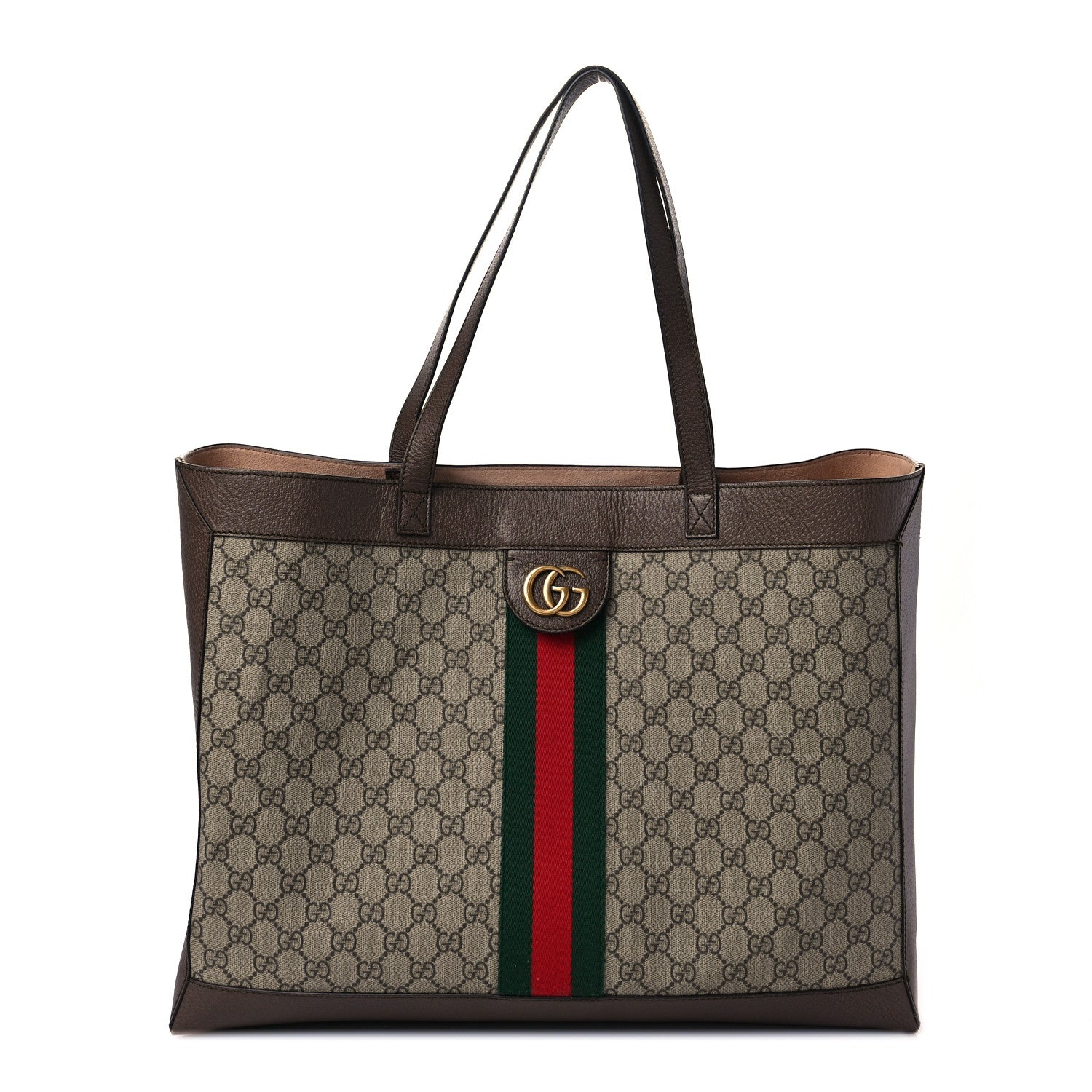 Gucci GG Supreme Monogram Web Ophidia Tote Brown 3 of 12