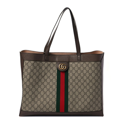 Gucci GG Supreme Monogram Web Ophidia Tote Brown 3 of 12