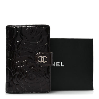 Chanel Patent Camellia Embossed Zipped Pocket Wallet Brown 13 of 13