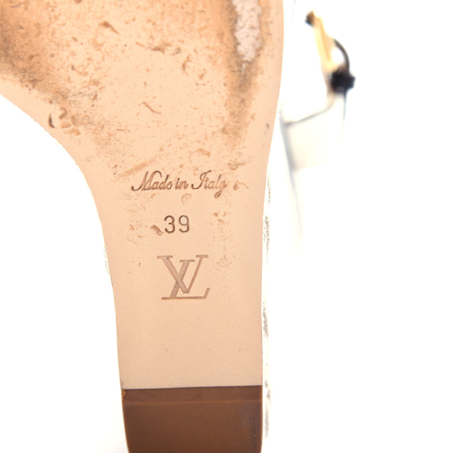 Canvas Calfskin Postcard Wedge Sandals 39 Ecru