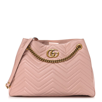 Gucci Calfskin Matelasse Medium GG Marmont Shoulder Tote Bag Perfect Pink 1 of 11
