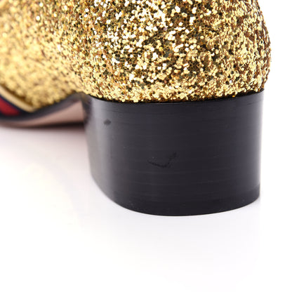 Gucci Glitter Web Peyton Loafers 41 Gold 11 of 12