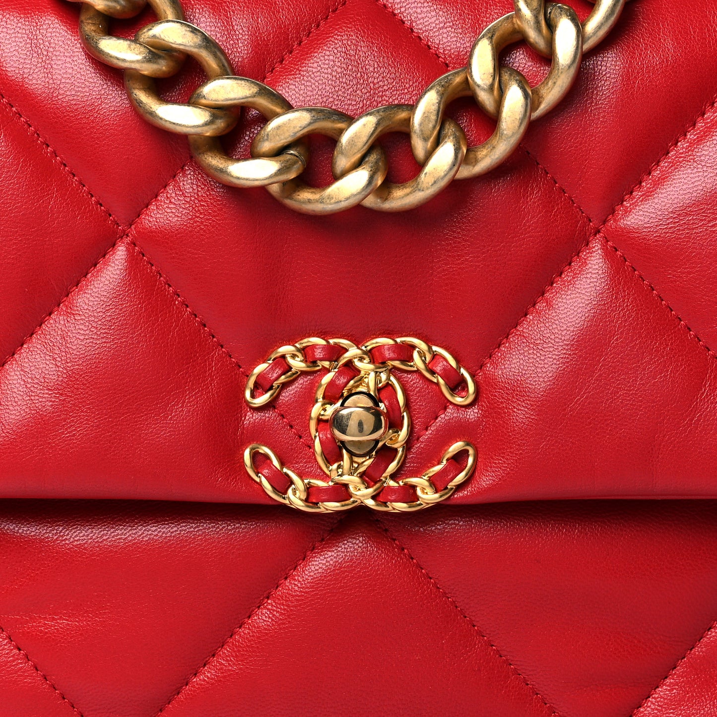 Goatskin Quilted Large Chanel 19 Flap Red