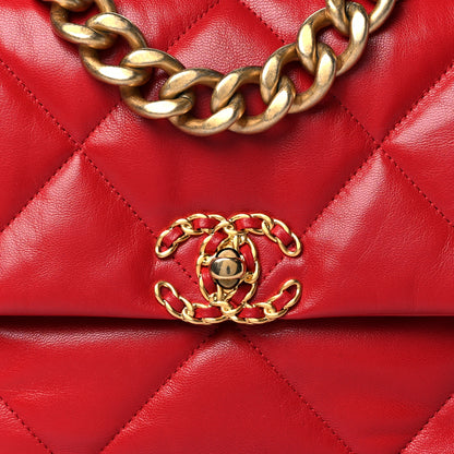Chanel Goatskin Quilted Large Chanel 19 Flap Red 8 of 11
