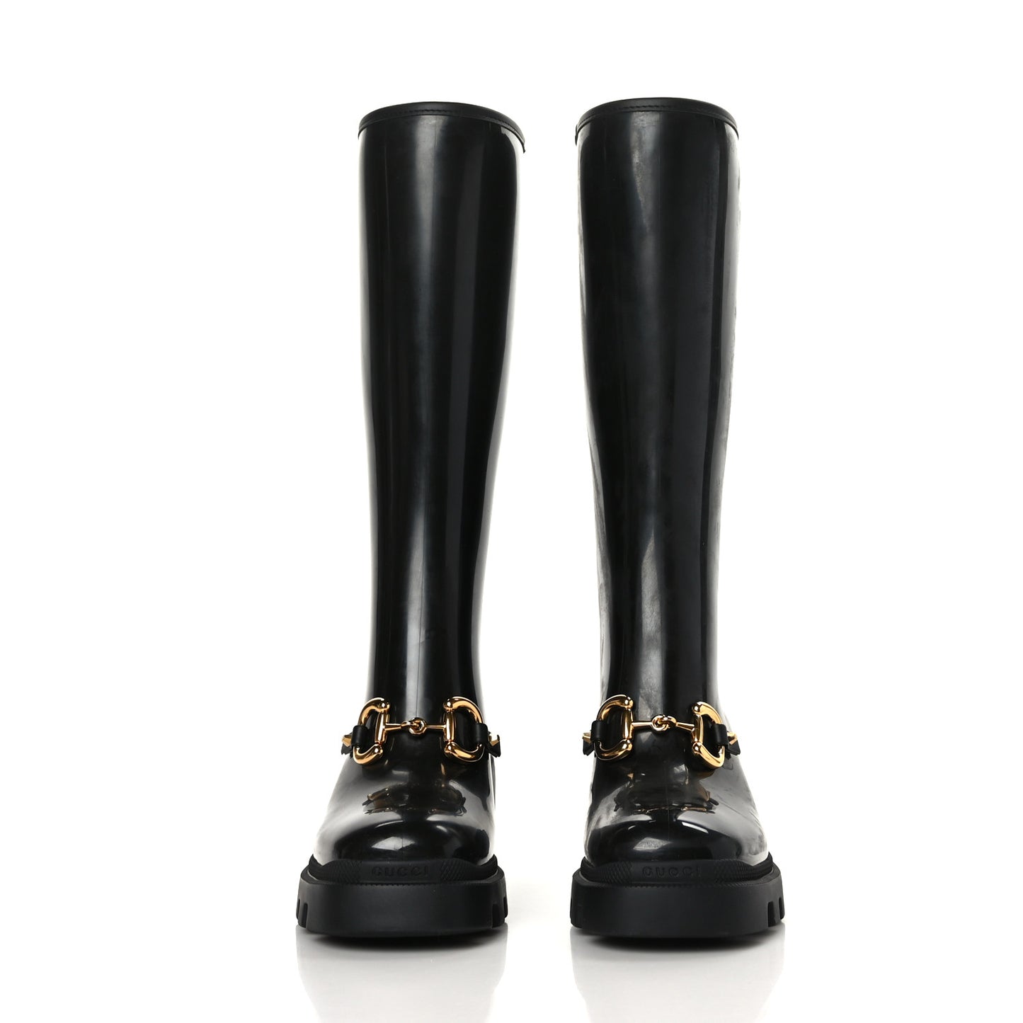 Rubber Horsebit Knee High Boots 37 Black