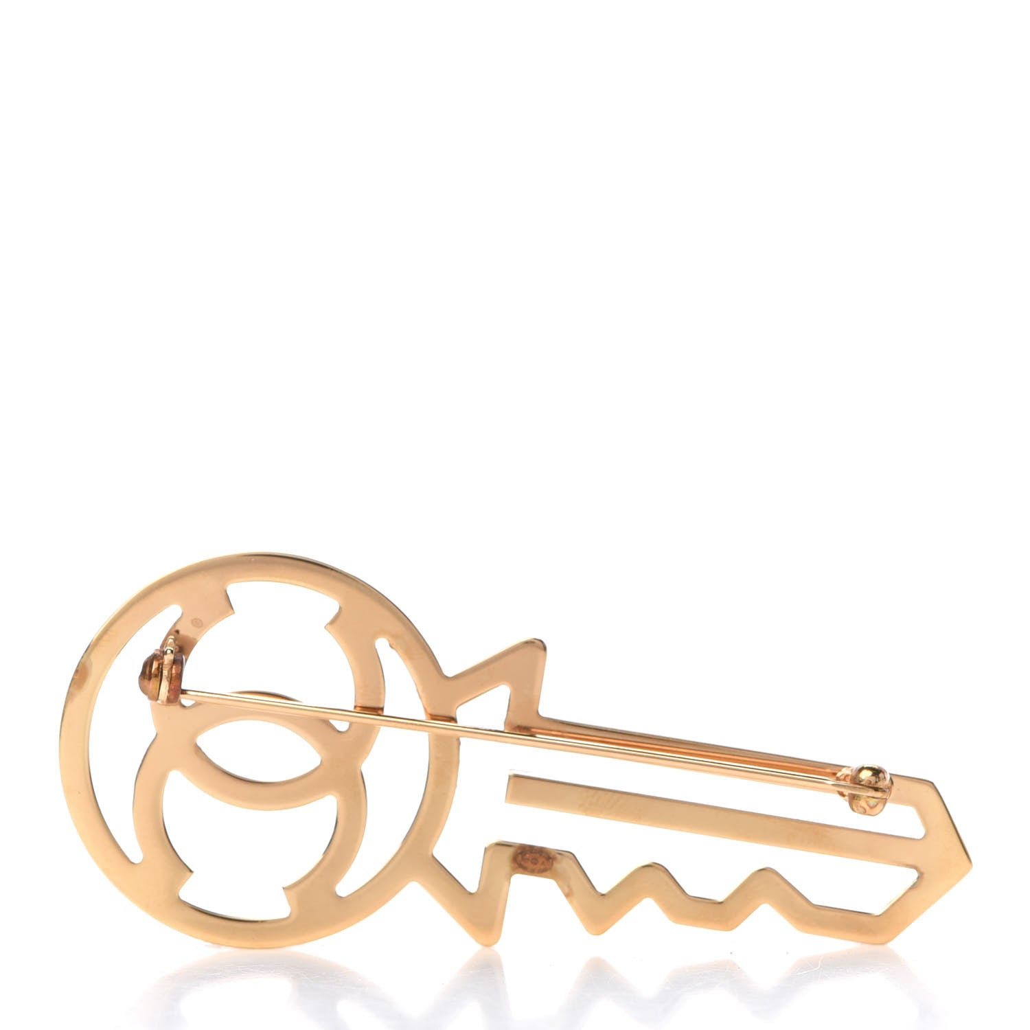 Chanel Crystal CC Key Brooch Black Gold 3 of 5