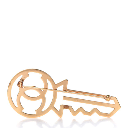 Chanel Crystal CC Key Brooch Black Gold 3 of 5