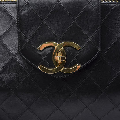 Chanel Calfskin Stitched XL Weekender Black 10 of 10