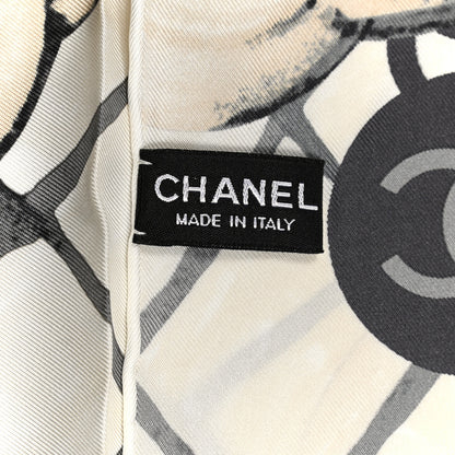 Chanel Silk Camellia CC Square Scarf Ivory 3 of 3