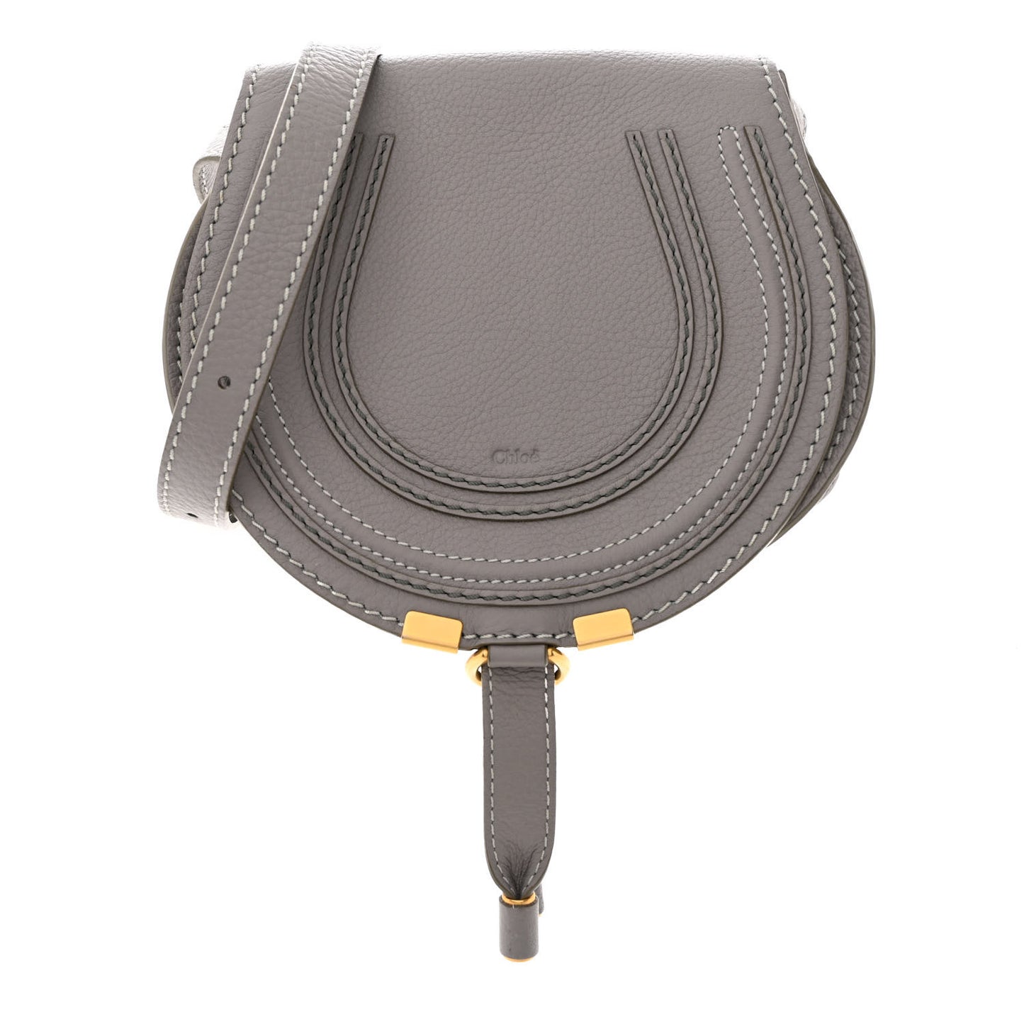 Calfskin Mini Marcie Round Crossbody Bag Cashmere Grey