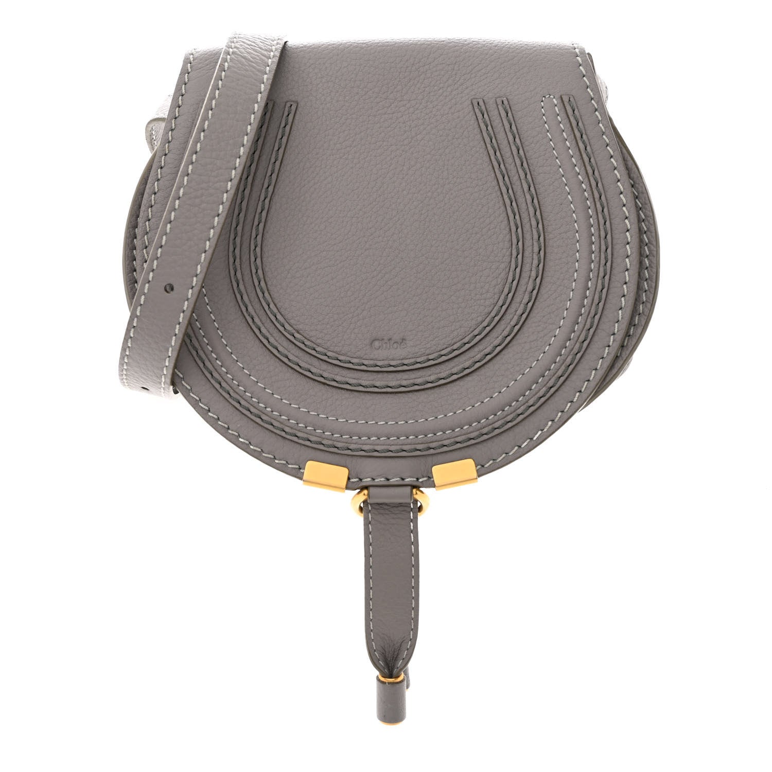 Chloe Calfskin Mini Marcie Round Crossbody Bag Cashmere Grey 1 of 11