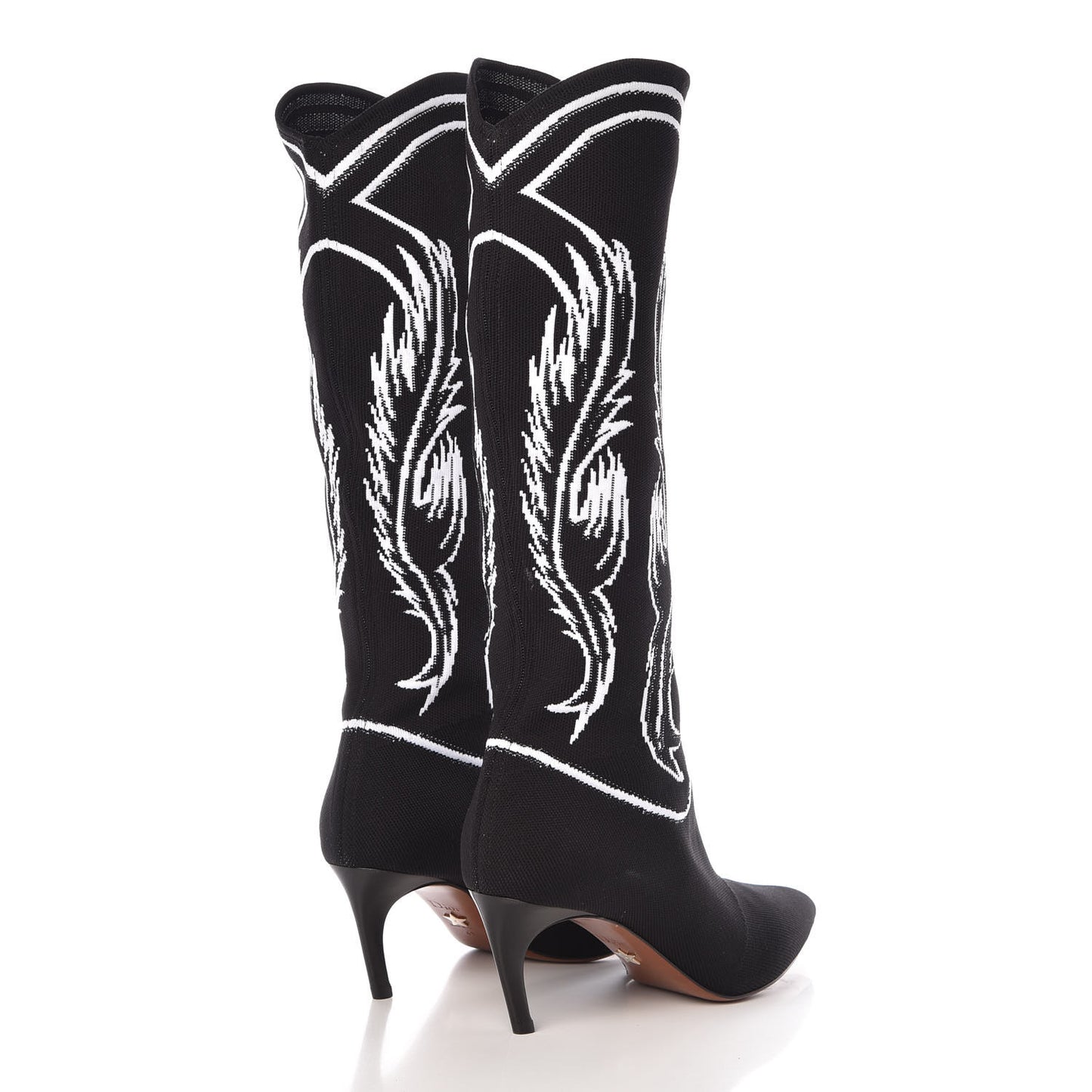 Jacquard Knit Fabric Spirit Mid-Calf Boot 41 Black