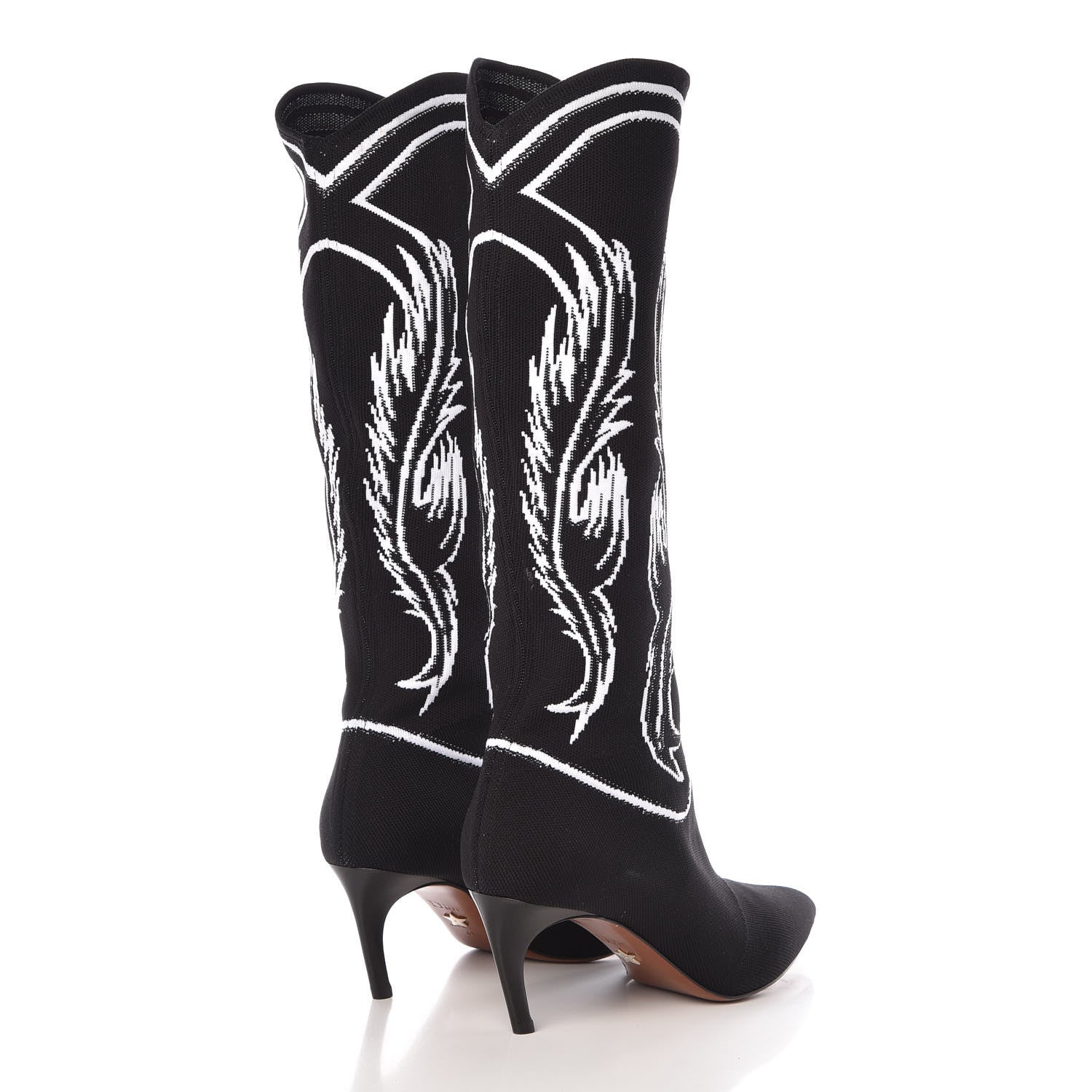 Christian Dior Jacquard Knit Fabric Spirit Mid-Calf Boot 41 Black 4 of 8