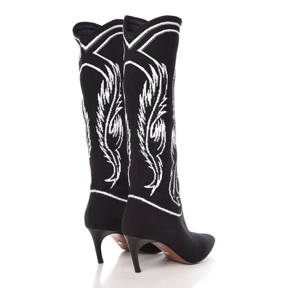 Christian Dior Jacquard Knit Fabric Spirit Mid-Calf Boot 41 Black 4 of 8