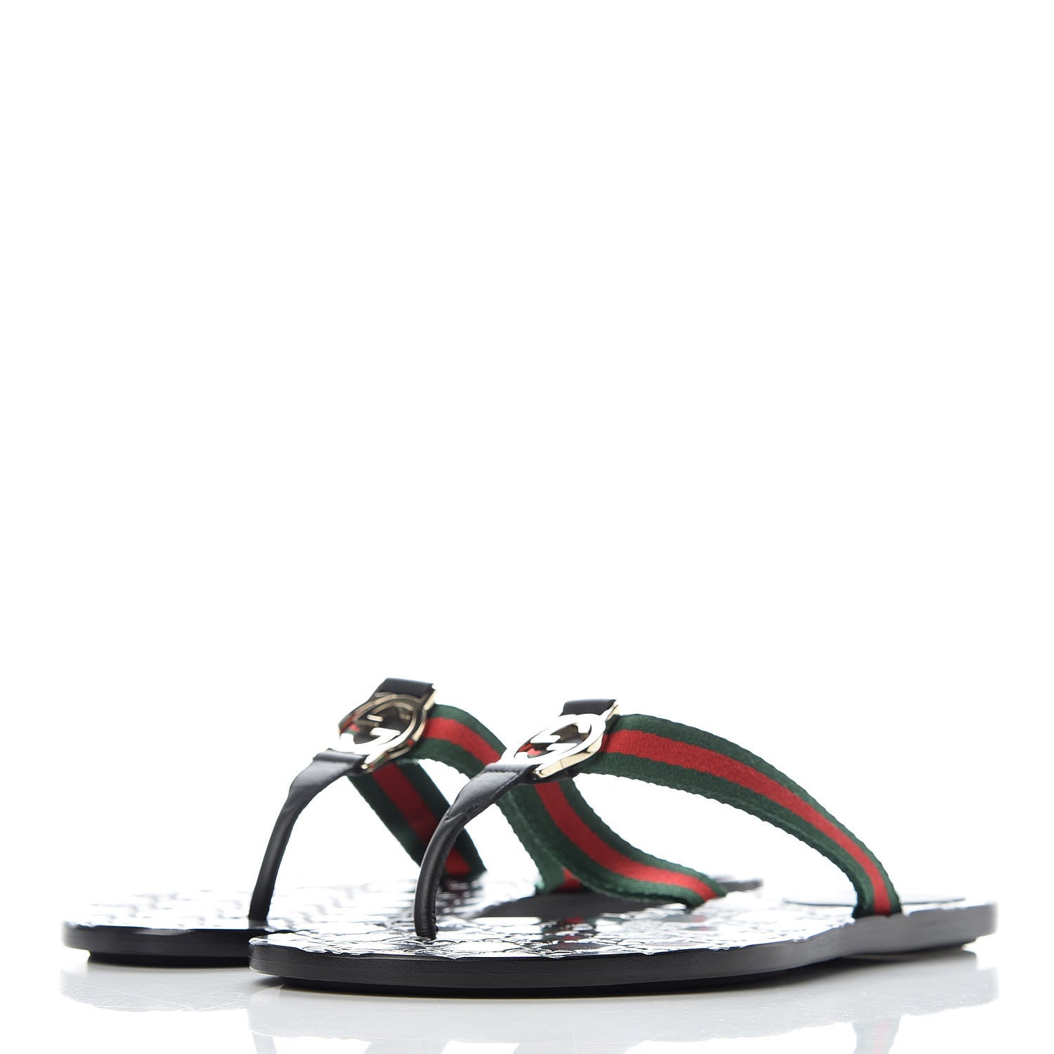 Gucci Nylon Guccissima Web Womens Thong Sandals 38.5 Green Red Black 3 of 12