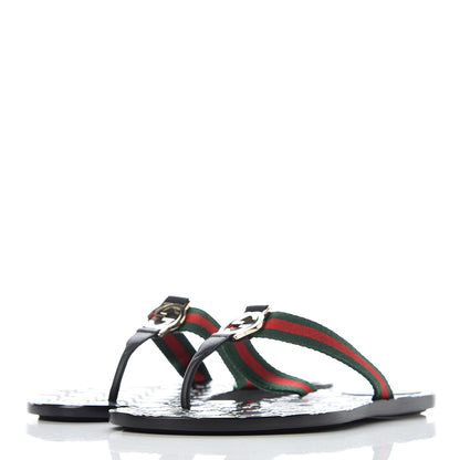 Gucci Nylon Guccissima Web Womens Thong Sandals 38.5 Green Red Black 3 of 12