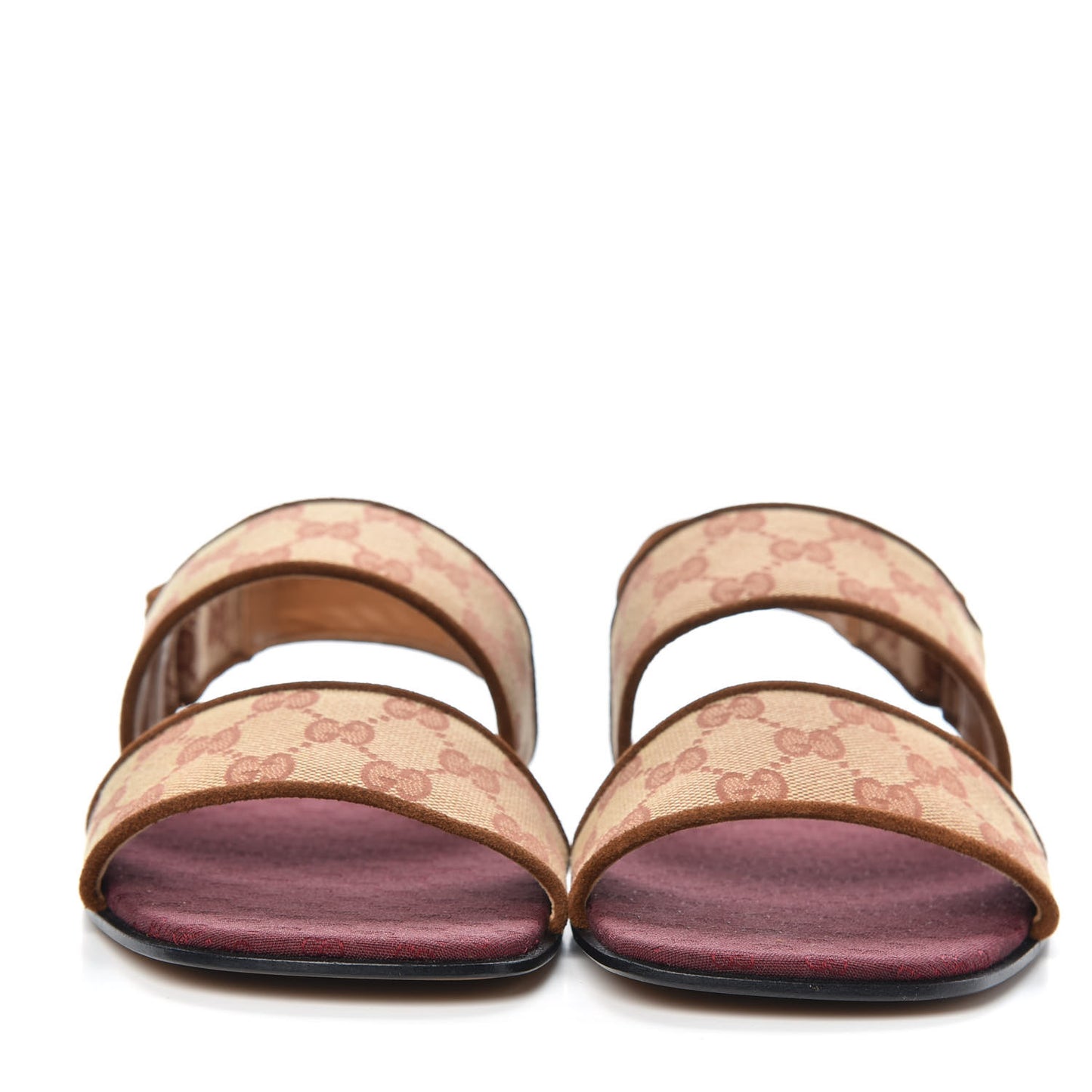 Canvas GG Monogram Mens Slingback Flat Sandals 8 Beige Ruggine Cuir