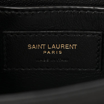 Saint Laurent Suede Quilted Monogram Small Solferino Satchel Black 6 of 10