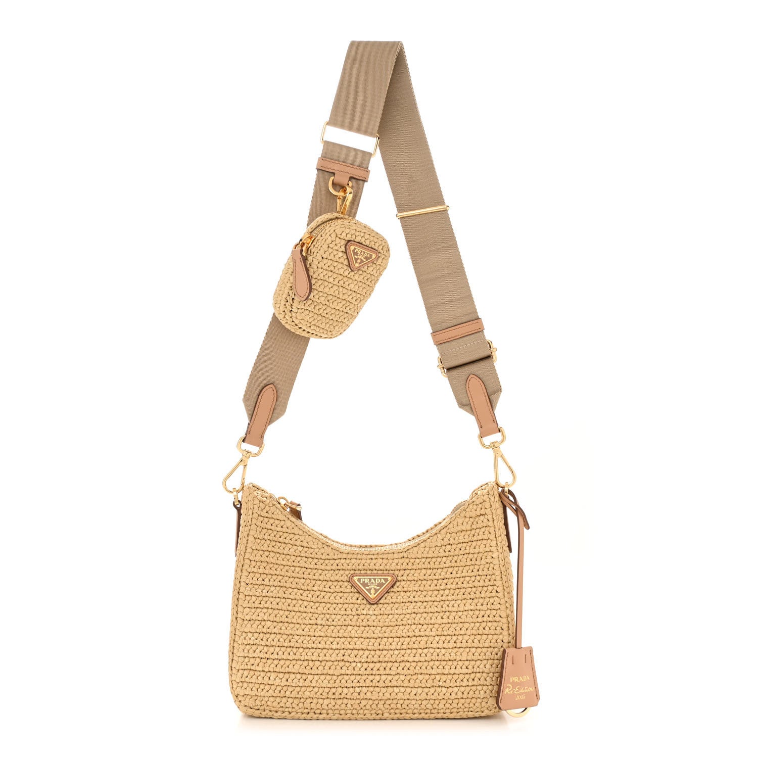 Prada Yarn Raffia Effect Crochet Re-Edition 2005 Shoulder Bag Naturale 1 of 11