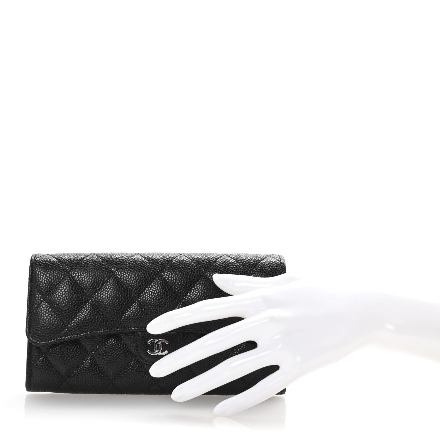 Chanel Caviar Quilted Large Gusset Flap Wallet Black 2 of 9