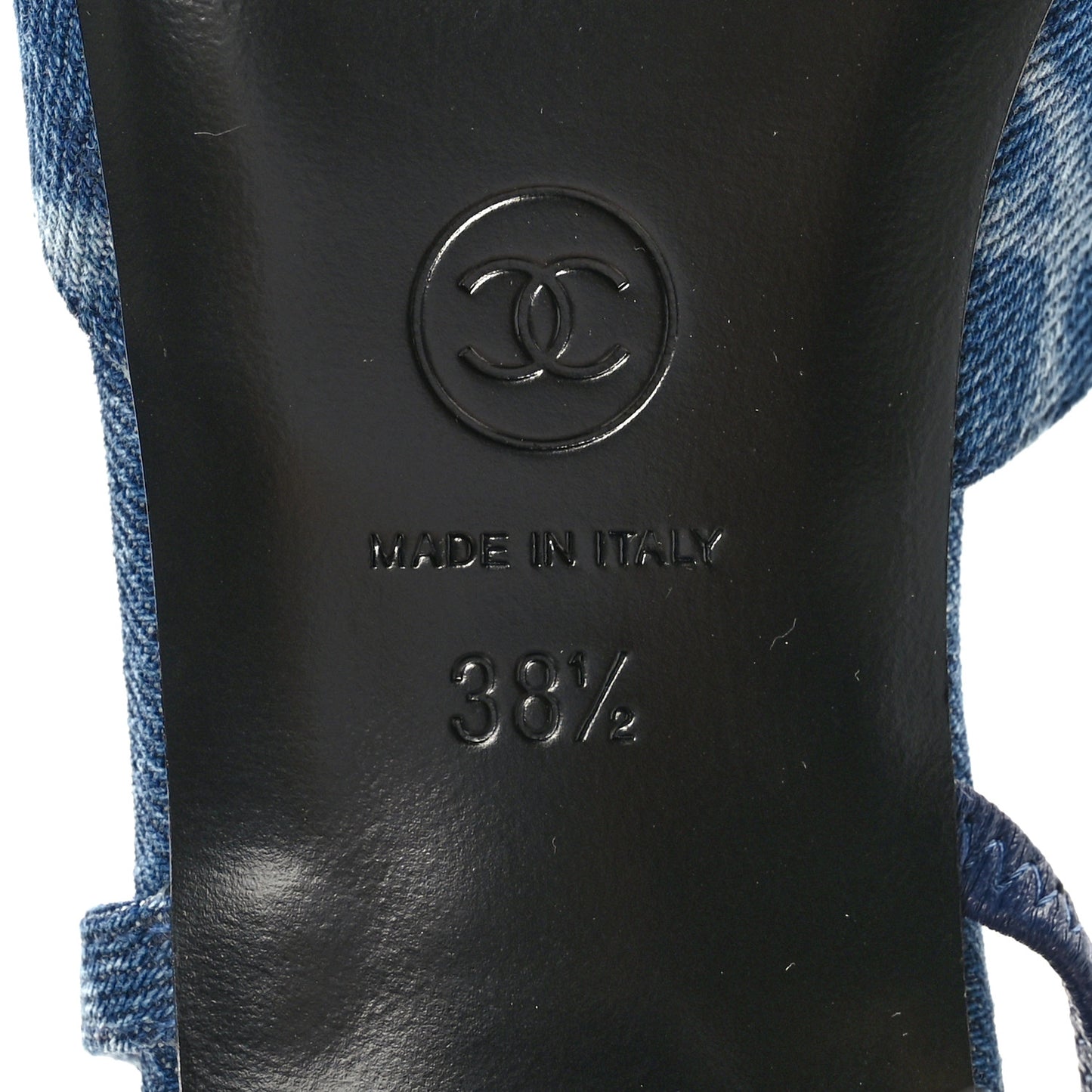 Printed Denim Cap Toe CC Slingback Pumps 38.5 Dark Blue White