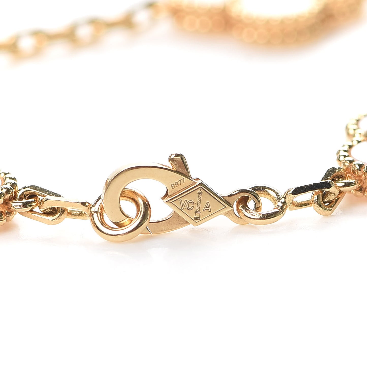 18K Yellow Gold Mother of Pearl 5 Motifs Vintage Alhambra Bracelet