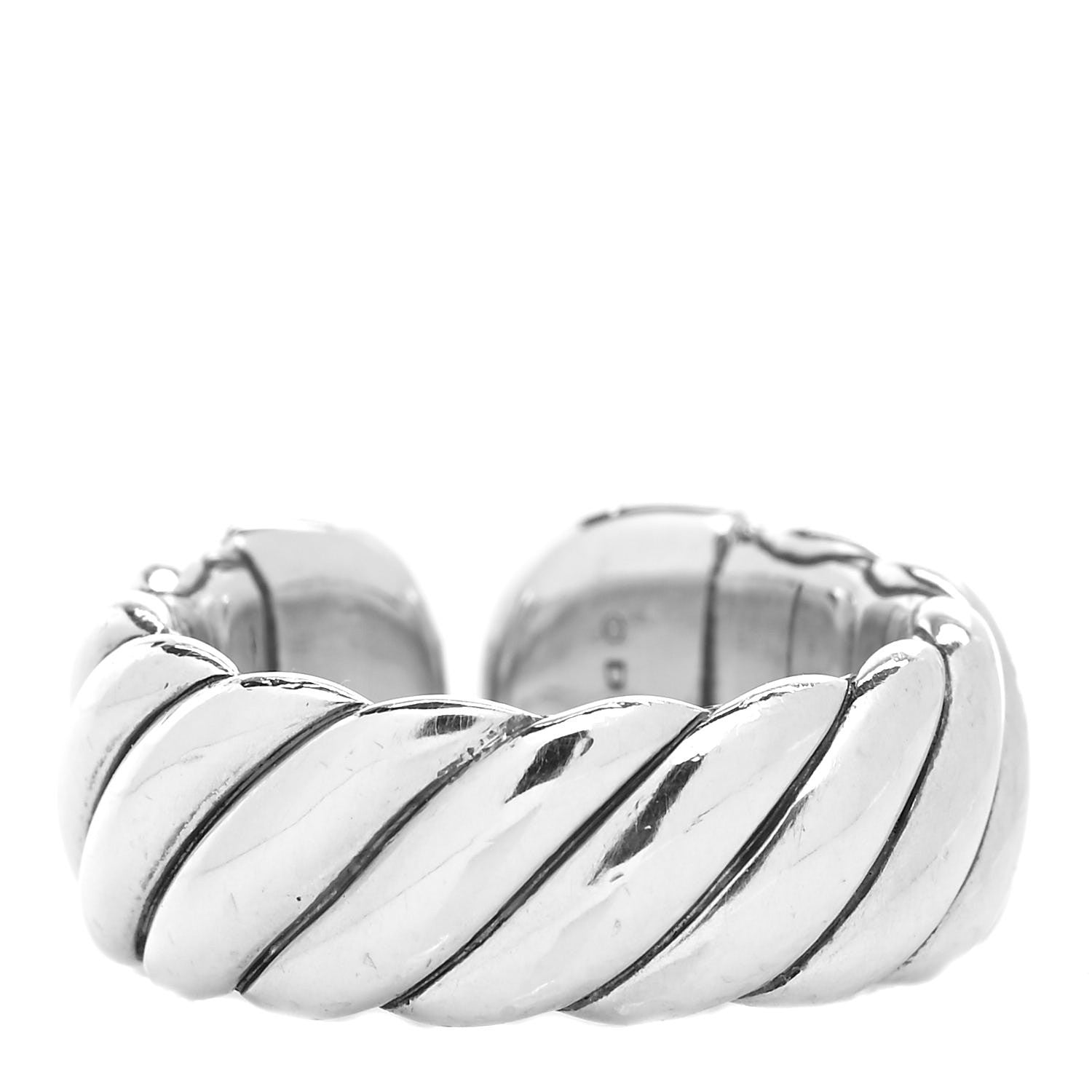 David Yurman Sterling Silver Diamond Sculpted Open Cable Ring 52 6 3 of 4