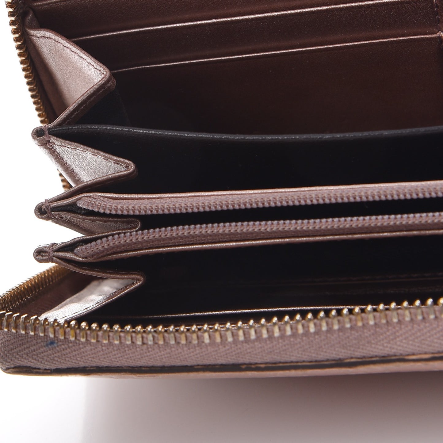Metallic Microguccissima Zip Around Heart Wallet Pink