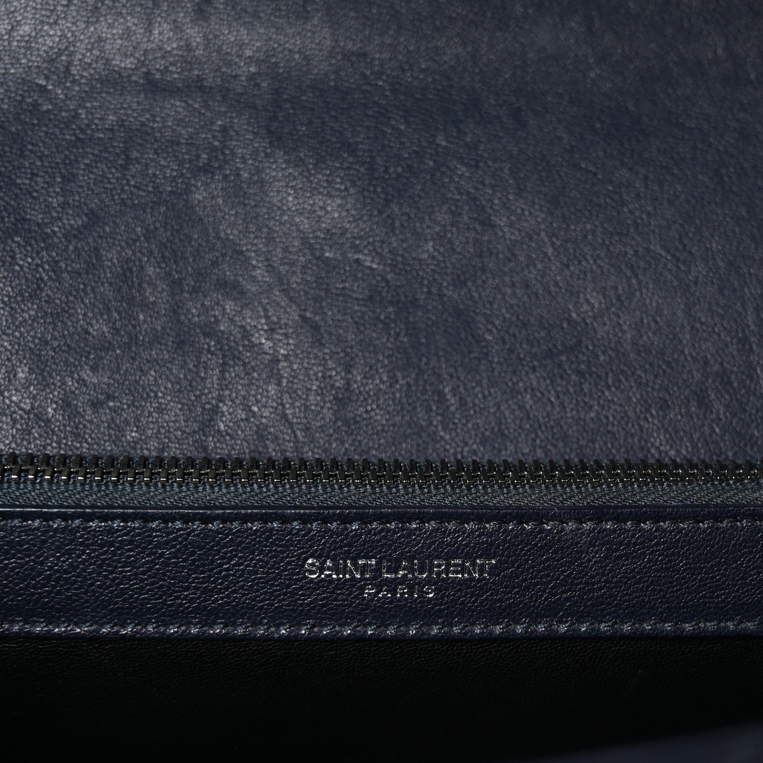 Saint Laurent Sheepskin Matelasse Chevron Monogram Large College Satchel Deep Marine 6 of 9