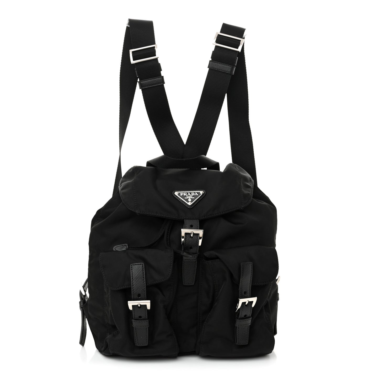 Tessuto Nylon Saffiano Small Backpack Black