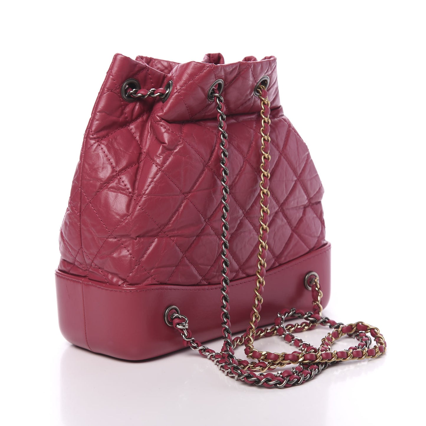 Aged Calfskin Quilted Small Gabrielle Backpack Dark Pink