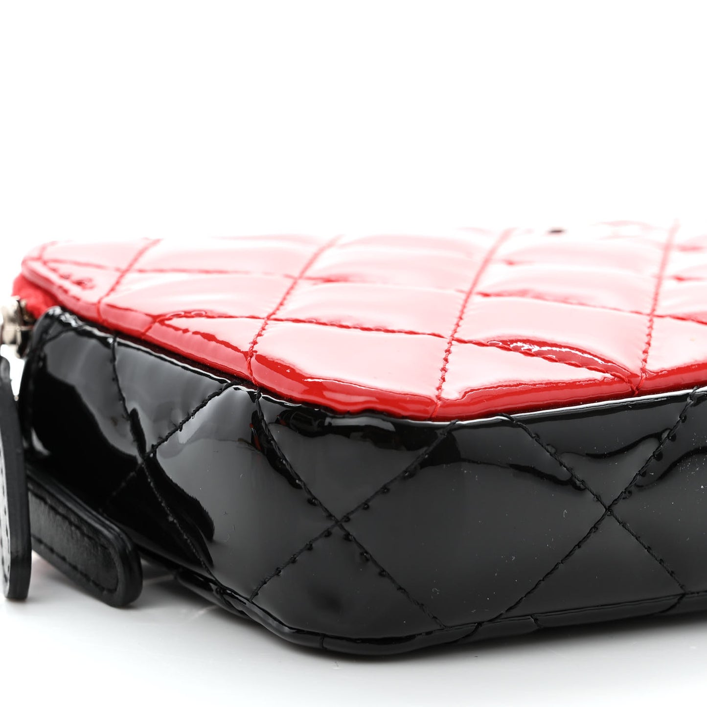 Patent Quilted Small Clutch With Chain Red Black
