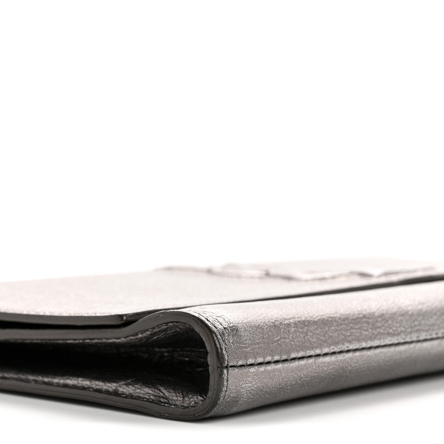 Metallic Calfskin Large Belle De Jour Clutch Dark Silver