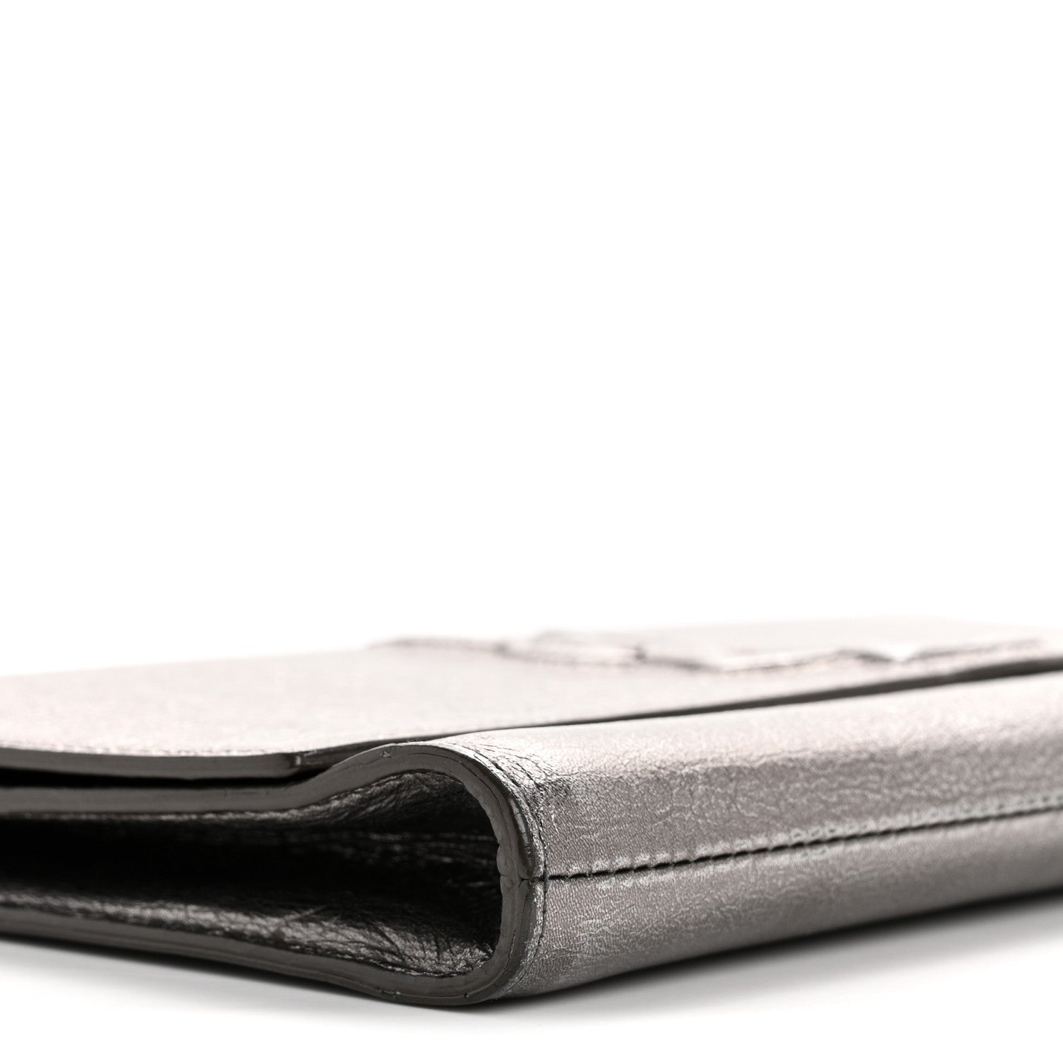 Saint Laurent Metallic Calfskin Large Belle De Jour Clutch Dark Silver 9 of 14
