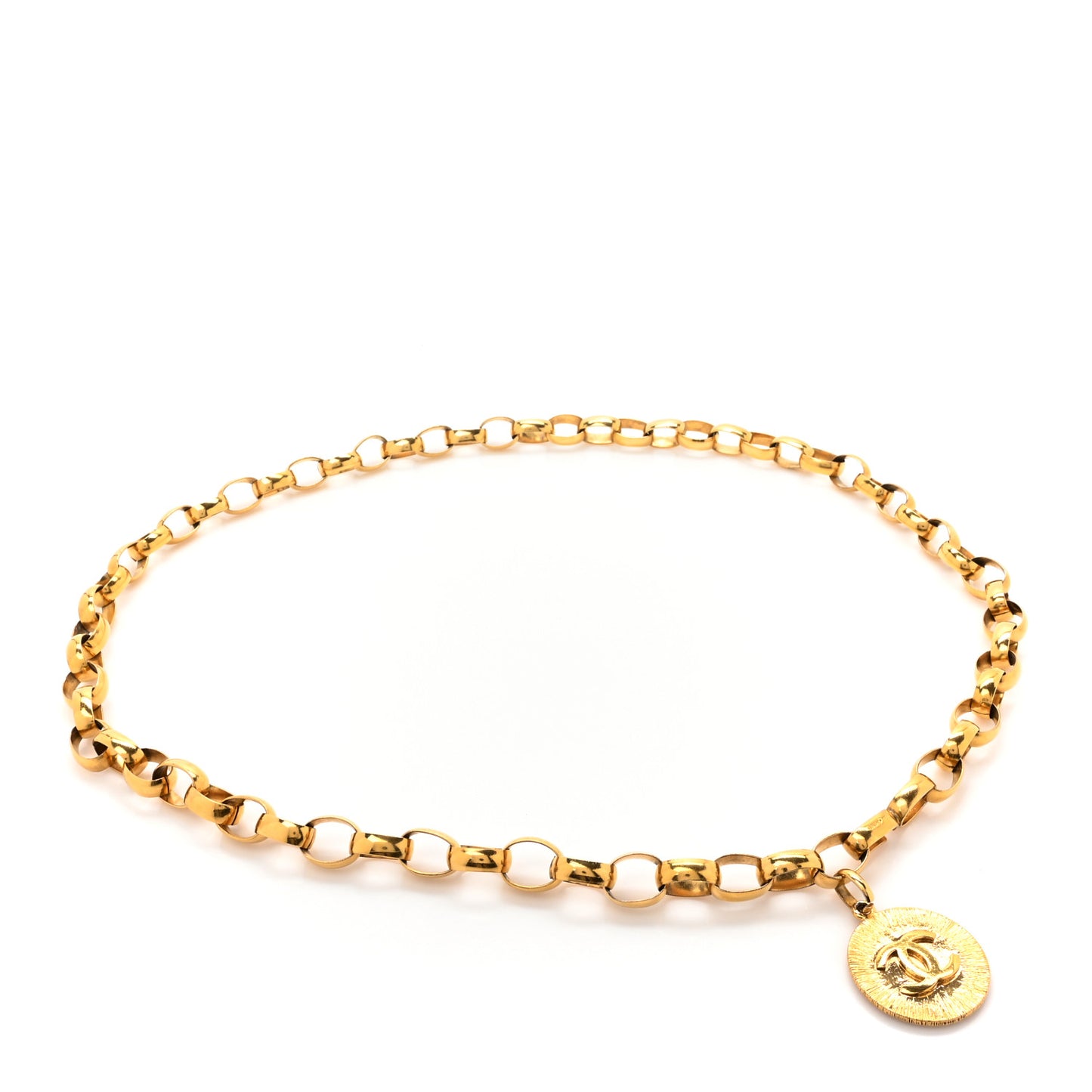 Metal Chain CC Medallion Belt Gold