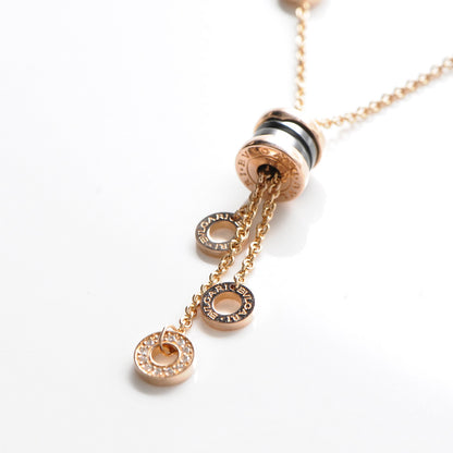 Bulgari 18K Rose Gold Diamond Black Ceramic B.Zero1 Necklace 3 of 6