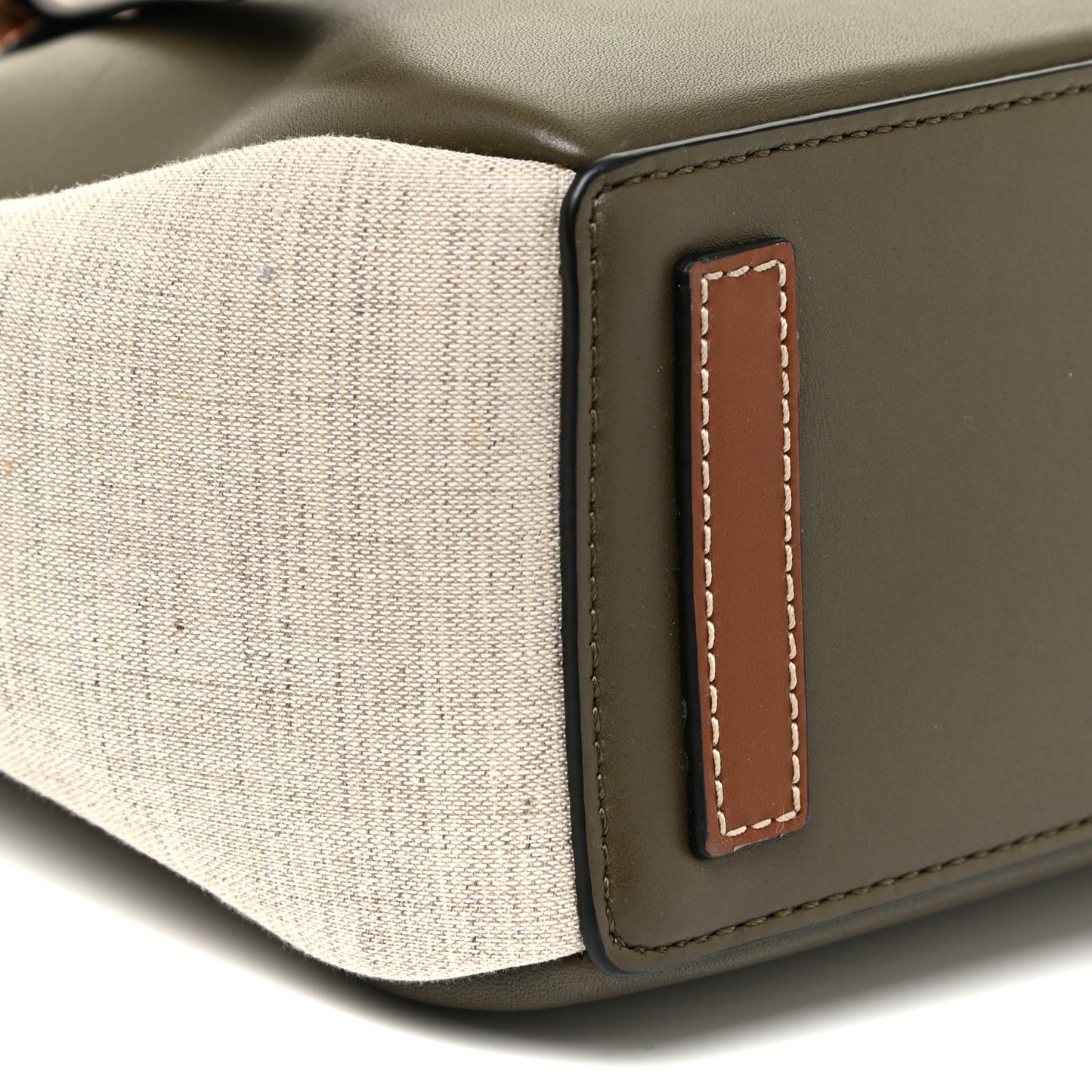 Calfskin Linen Mini Lazo Tote Khaki Green