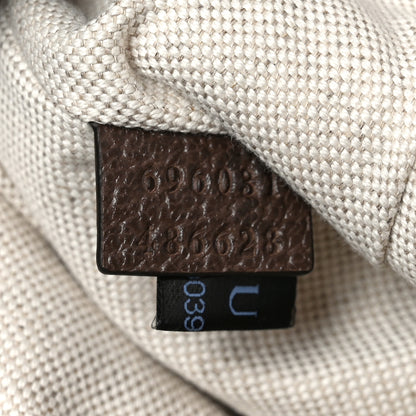Gucci Monogram Jumbo GG Textured Dollar Calfskin Web Belt Bag Camel Ebony New Acero 7 of 10