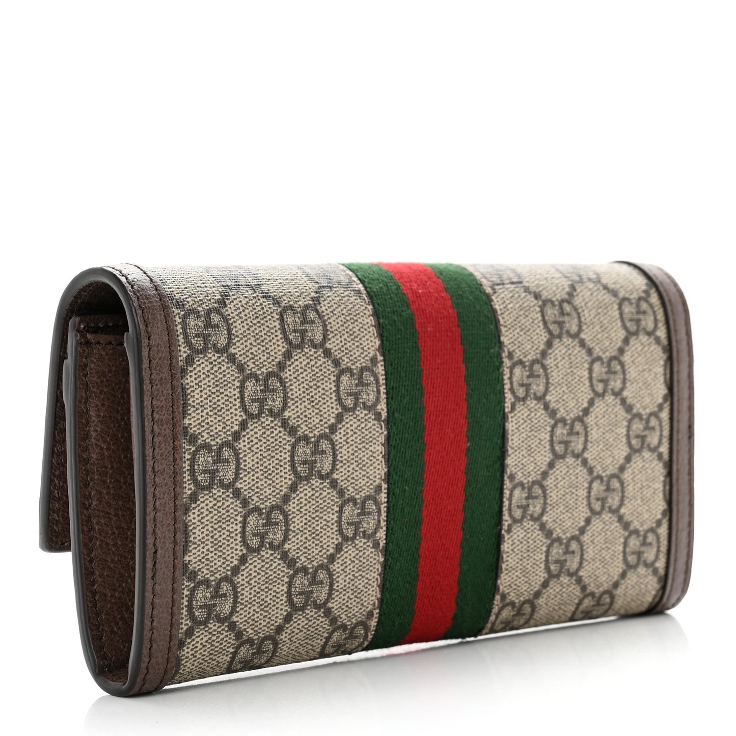 GG Supreme Monogram Web Ophidia Continental Wallet Brown