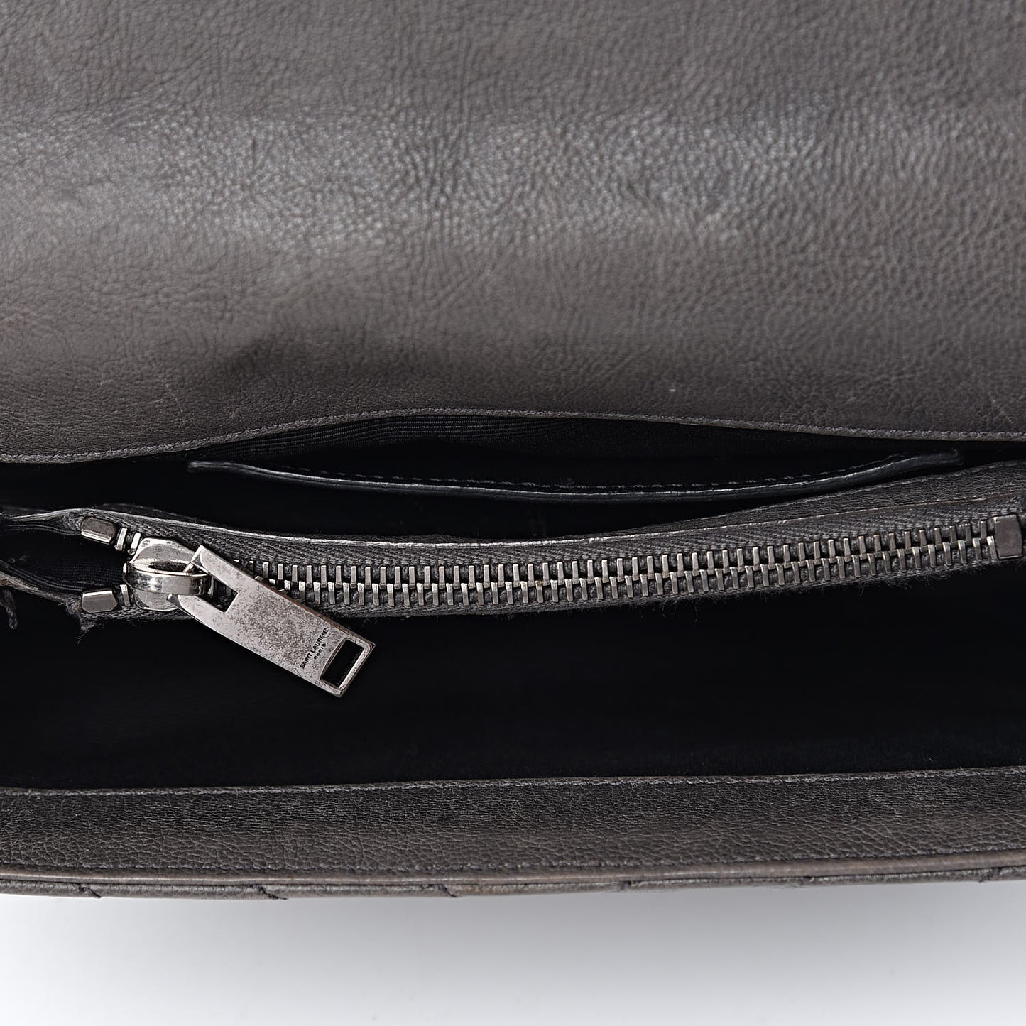 Sheepskin Matelasse Chevron Monogram Medium College Bag Dark Anthracite