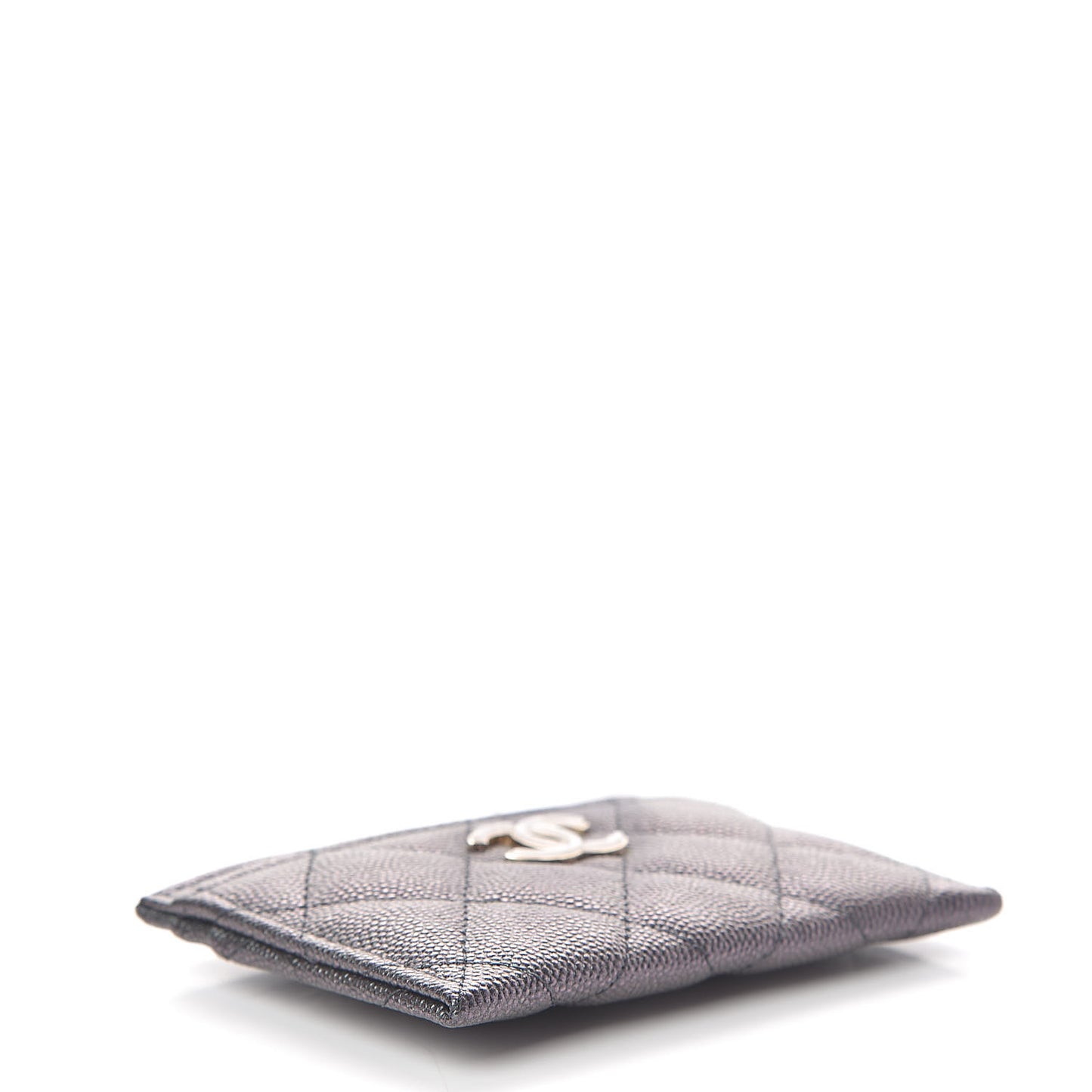 Iridescent Caviar Quilted Card Holder Black