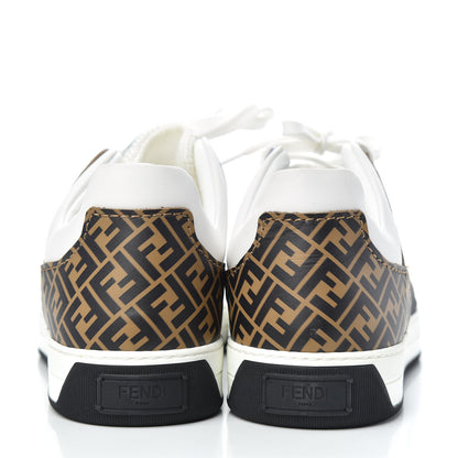 Fendi Vitello Mesh FF Digital Print Mens Fancy Low Top Sneakers 9 Nocciola Black Ultra White 5 of 12