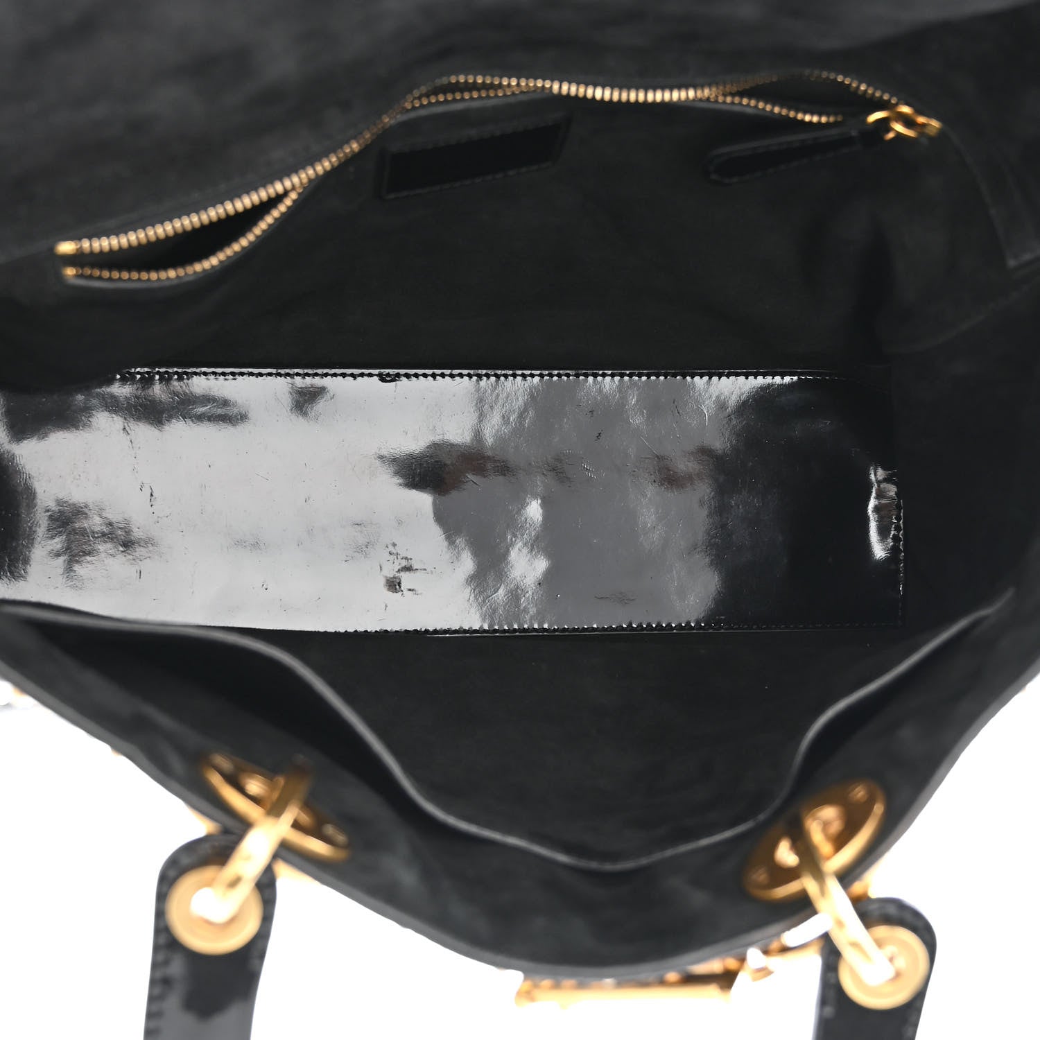 Christian Dior Patent Cannage Studded Large Lady Dior Black 6 of 12
