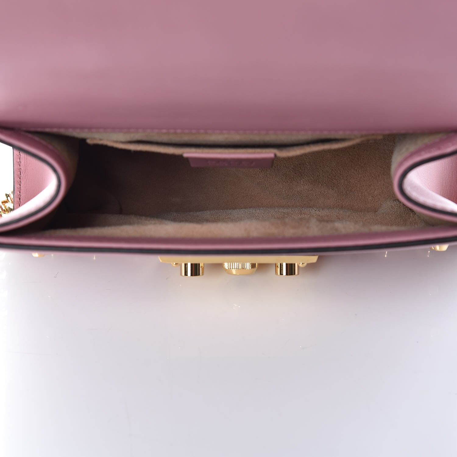 Gucci Calfskin Studded Small Padlock Shoulder Bag Carmine Rose 5 of 11