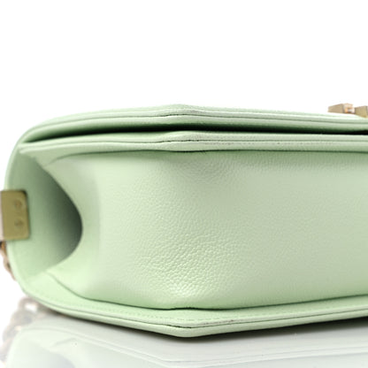 Chanel Caviar Chevron Quilted Medium Boy Flap Light Green 8 of 9