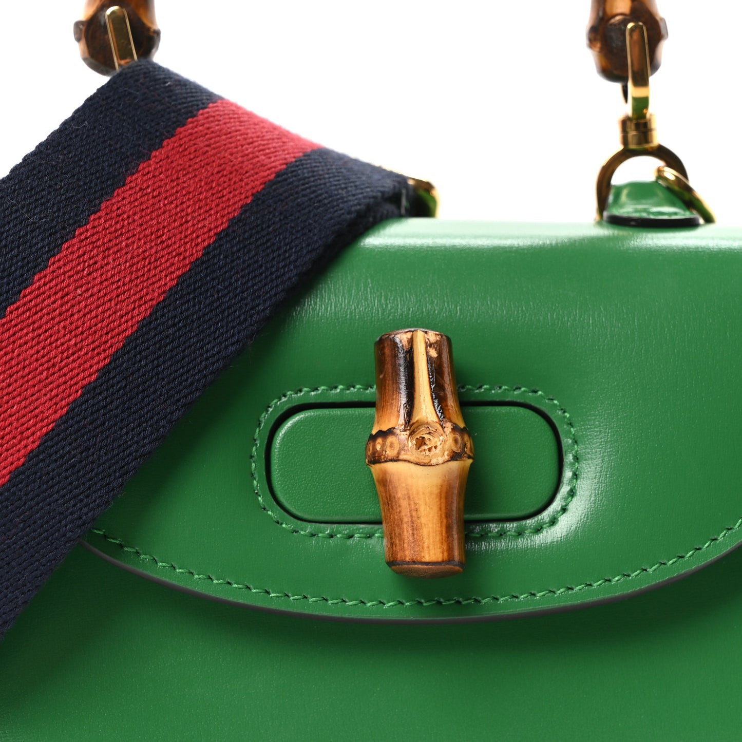 Boarded Dyana Lux Calfskin Mini Bamboo 1947 Top Handle Bag Spring Green