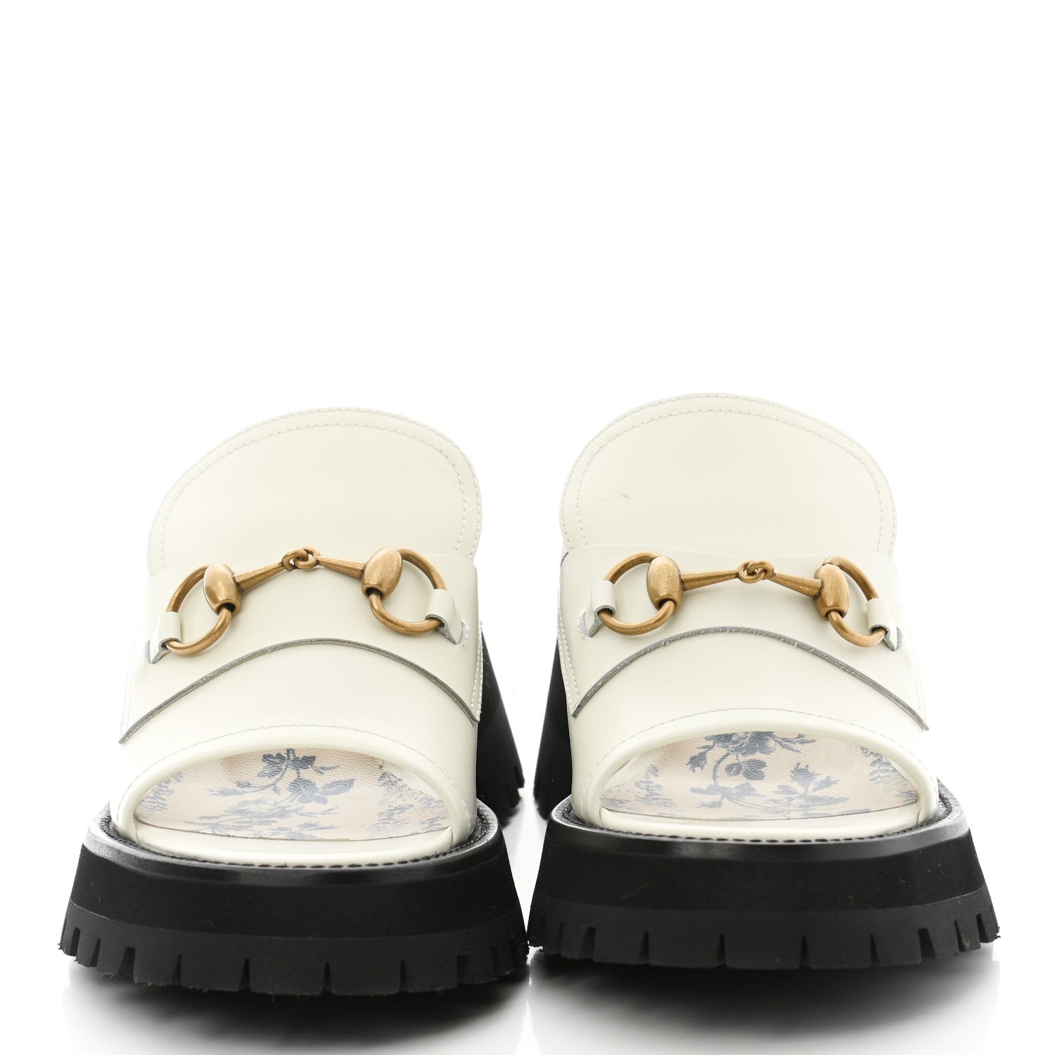 Gucci Cordovan Lux Womens Harald Horsebit Platform Slide Sandals 38 Dusty White 2 of 9
